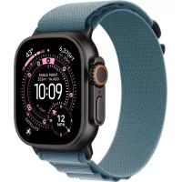 Умные часы Apple Watch Ultra 3 LTE 49 мм (титановый корпус, черный/голубой, текстильный ремешок размера L)