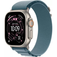 Умные часы Apple Watch Ultra 3 LTE 49 мм (титановый корпус, природный/голубой, текстильный ремешок размера M)