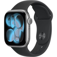 Умные часы Apple Watch Series 11 42 мм (алюминиевый корпус, серый космос/черный, спортивный силиконовый ремешок S/M)