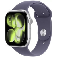 Умные часы Apple Watch Series 11 42 мм (алюминиевый корпус, серебристый/фиолетовый, спортивный силиконовый ремешок S/M)