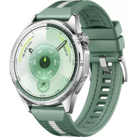 Умные часы Huawei Watch GT 6 46 мм (серебристый, с зеленым плетеным ремешком)