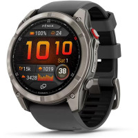 Умные часы Garmin Fenix 8 Pro 47мм (титановый, черный силиконовый ремешок)