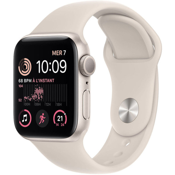 Смарт-часы Apple Watch SE 2 44 мм (алюминиевый корпус, звездный свет/звездный свет, силиконовый ремешок)