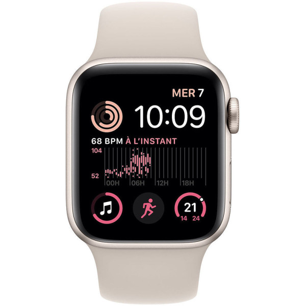 Смарт-часы Apple Watch SE 2 44 мм (алюминиевый корпус, звездный свет/звездный свет, силиконовый ремешок)
