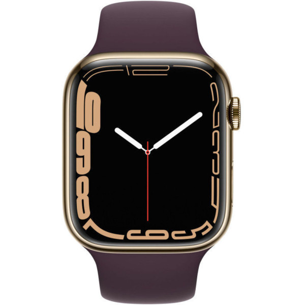 Смарт-часы Apple Watch Series 7 LTE 41 мм (сталь золото/темная вишня спортивный)