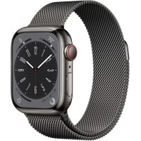 Смарт-часы Apple Watch Series 8 41 мм (корпус из стали, графитовый/графитовый, миланский сетчатый браслет)