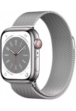 Смарт-часы Apple Watch Series 8 41 мм (корпус из стали, серебристый/серебристый, миланский сетчатый браслет)