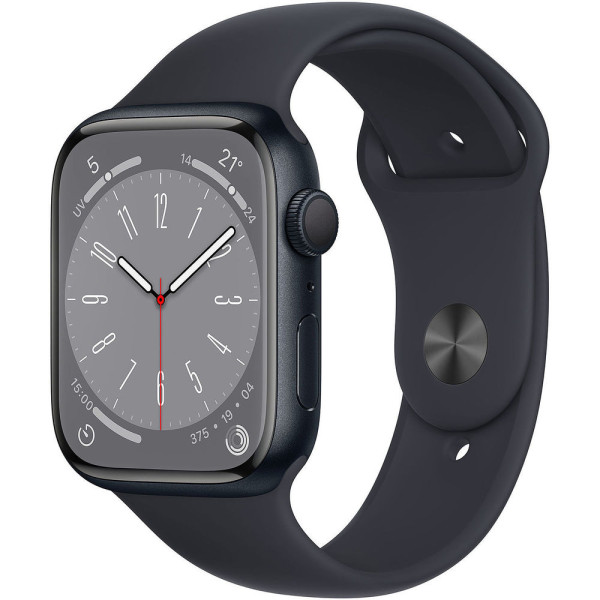 Смарт-часы Apple Watch Series 8 45 мм (алюминиевый корпус, полуночный/полуночный, спортивный силиконовый ремешок)