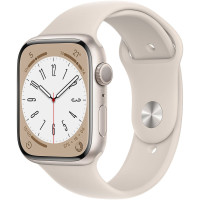 Смарт-часы Apple Watch Series 8 45 мм (алюминиевый корпус, звездный свет/звездный свет, спортивный силиконовый ремешок)