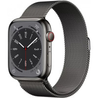 Смарт-часы Apple Watch Series 8 45 мм (корпус из стали, графитовый/графитовый, миланский сетчатый браслет)