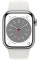 Смарт-часы Apple Watch Series 8 LTE 41 мм (корпус из стали, серебристый/белый, силиконовый ремешок)