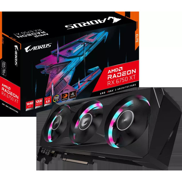 Видеокарта Gigabyte Aorus Radeon RX 6750 XT Elite 12G GV-R675XTAORUS E-12GD