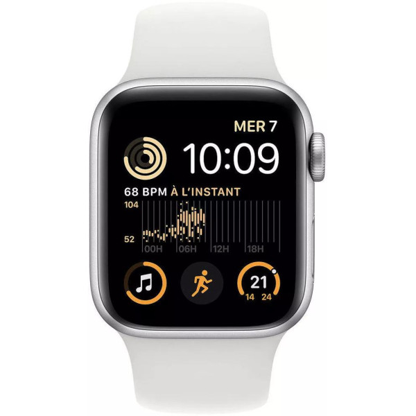 Умные часы Apple Watch SE 2 40 мм (алюминиевый корпус, серебристый/белый, спортивный силиконовый ремешок S/M)