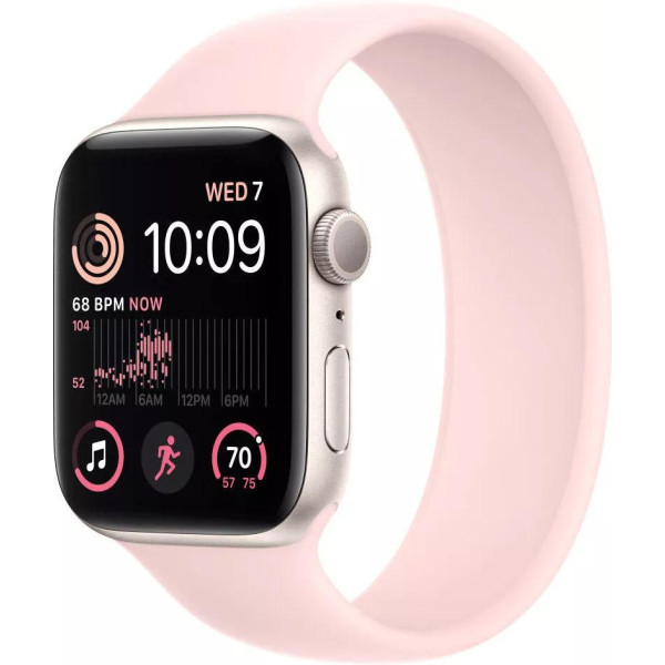 Умные часы Apple Watch SE 2 44 мм (алюминиевый корпус, звездный свет/розовый мел, силиконовый ремешок)