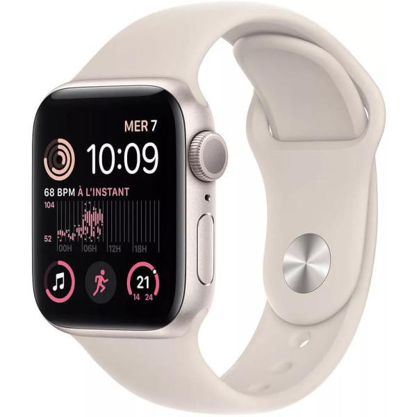 Умные часы Apple Watch SE 2 44 мм (алюминиевый корпус, звездный свет/звездный свет, спортивный силиконовый ремешок S/M)