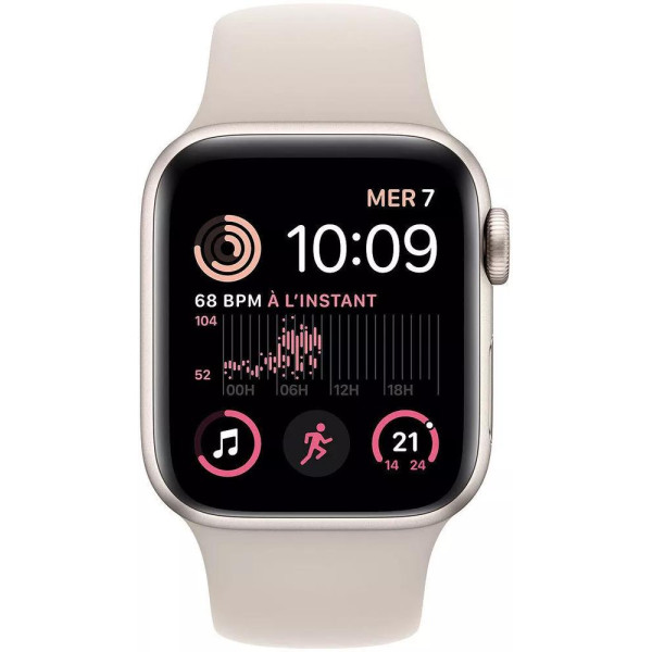 Умные часы Apple Watch SE 2 44 мм (алюминиевый корпус, звездный свет/звездный свет, спортивный силиконовый ремешок S/M)