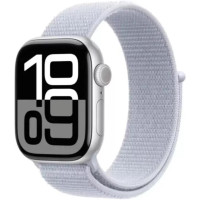 Apple Watch Series 10 42 мм (алюминиевый корпус, серебристый/голубой, нейлоновый ремешок)