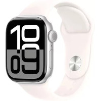 Apple Watch Series 10 42 мм (алюминиевый корпус, серебристый/легкие румяна, спортивный силиконовый ремешок S/M)