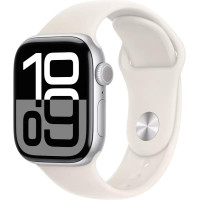 Умные часы Apple Watch Series 10 42 мм (алюминиевый корпус, серебристый/светло-персиковый, спортивный силиконовый ремешок M/L)