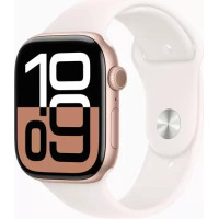 Apple Watch Series 10 46 мм (алюминиевый корпус, розовое золото/легкие румяна, спортивный силиконовый ремешок S/M)
