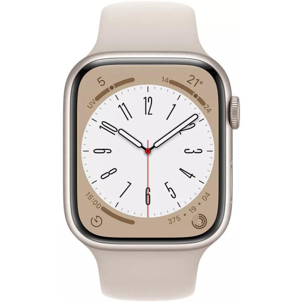 Умные часы Apple Watch Series 8 LTE 45 мм (алюминиевый корпус, звездный свет/звездный свет, спортивный силиконовый ремешок)