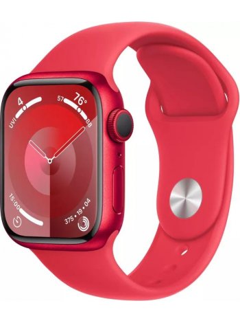 Apple Watch Series 9 41 мм (алюминиевый корпус, красный/красный, спортивный силиконовый ремешок S/M)