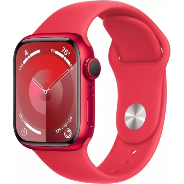 Apple Watch Series 9 41 мм (алюминиевый корпус, красный/красный, спортивный силиконовый ремешок S/M)