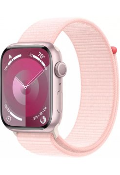 Умные часы Apple Watch Series 9 41 мм (алюминиевый корпус, розовый/розовый, спортивный нейлоновый ремешок)
