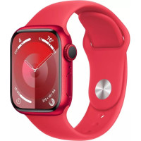 Apple Watch Series 9 45 мм (алюминиевый корпус, красный/красный, спортивный силиконовый ремешок M/L)