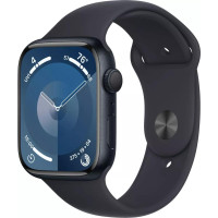 Apple Watch Series 9 45 мм (алюминиевый корпус, полуночный/полуночный, спортивный силиконовый ремешок S/M)