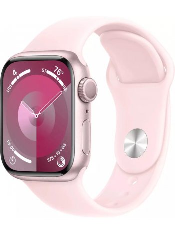 Apple Watch Series 9 45 мм (алюминиевый корпус, розовый/розовый, спортивный силиконовый ремешок S/M)
