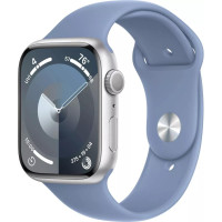 Apple Watch Series 9 45 мм (алюминиевый корпус, серебристый/зимний синий, спортивный силиконовый ремешок S/M)