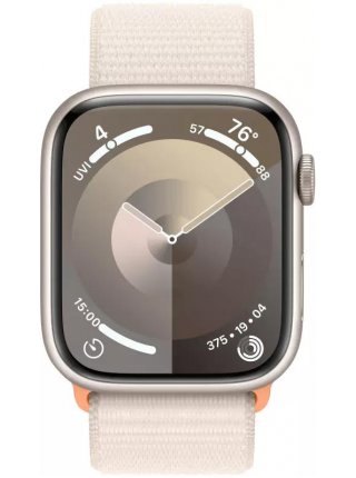 Умные часы Apple Watch Series 9 45 мм (алюминиевый корпус, звездный свет/звездный свет, спортивный нейлоновый ремешок)