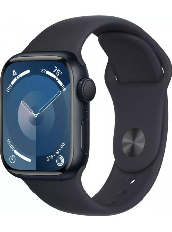 Apple Watch Series 9 LTE 41 мм (алюминиевый корпус, полуночный/полуночный, спортивный силиконовый ремешок S/M)