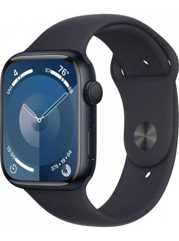 Apple Watch Series 9 LTE 45 мм (алюминиевый корпус, полуночный/полуночный, спортивный силиконовый ремешок S/M)