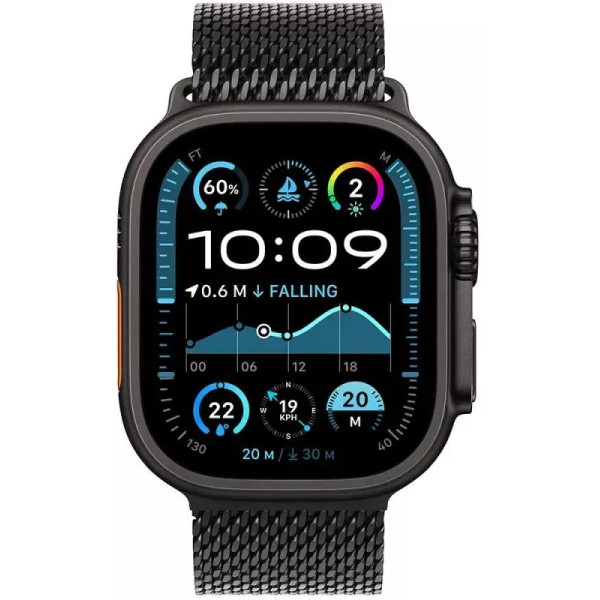Умные часы Apple Watch Ultra 2 LTE 49 мм (титановый корпус, черный/черный, миланская петля M)