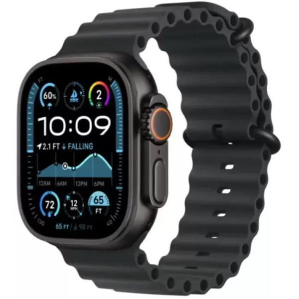 Умные часы Apple Watch Ultra 2 LTE 49 мм (титановый корпус, черный/черный, ремешок из эластомера)