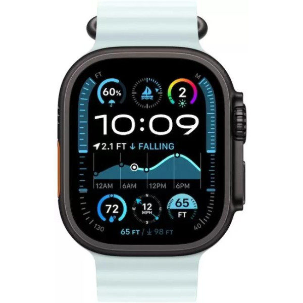 Умные часы Apple Watch Ultra 2 LTE 49 мм (титановый корпус, черный/светло-голубой, ремешок из эластомера)