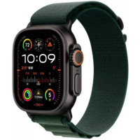 Умные часы Apple Watch Ultra 2 LTE 49 мм (титановый корпус, черный/темно-зеленый, текстильный ремешок размера S)