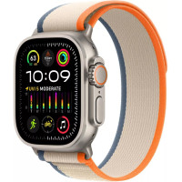 Умные часы Apple Watch Ultra 2 LTE 49 мм (титановый корпус, титановый/бежево-оранжевый, нейлоновый ремешок размера S/M)