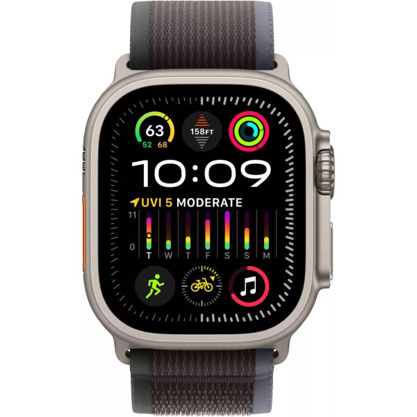 Умные часы Apple Watch Ultra 2 LTE 49 мм (титановый корпус, титановый/черно-синий, нейлоновый ремешок размера M/L)