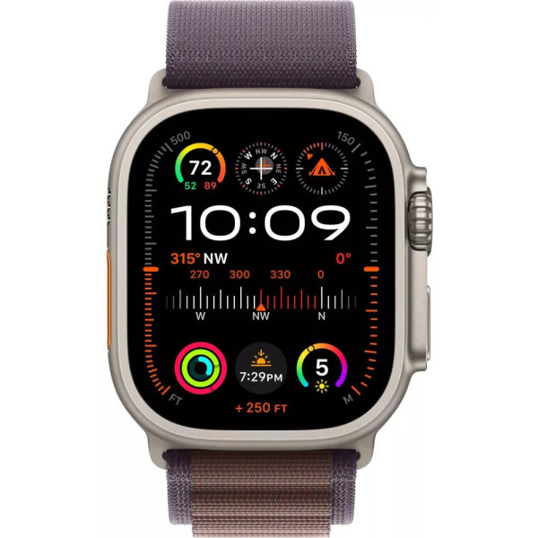 Умные часы Apple Watch Ultra 2 LTE 49 мм (титановый корпус, титановый/индиго, текстильный ремешок размера S)