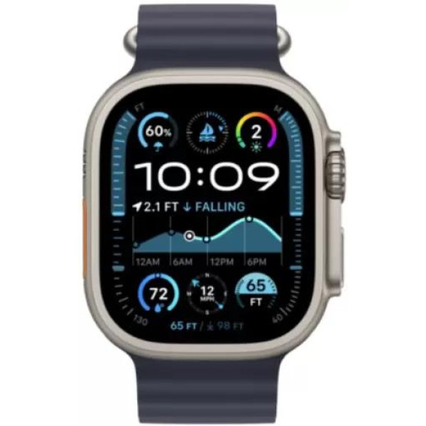 Умные часы Apple Watch Ultra 2 LTE 49 мм (титановый корпус, титановый/темно-синий, ремешок из эластомера)