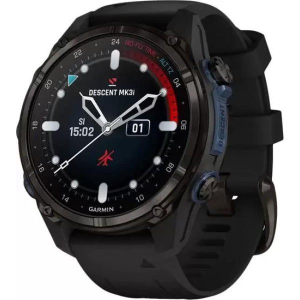 Умные часы Garmin Descent Mk3i 43мм (карбоново-серый титан, с черным силиконовым ремешком)