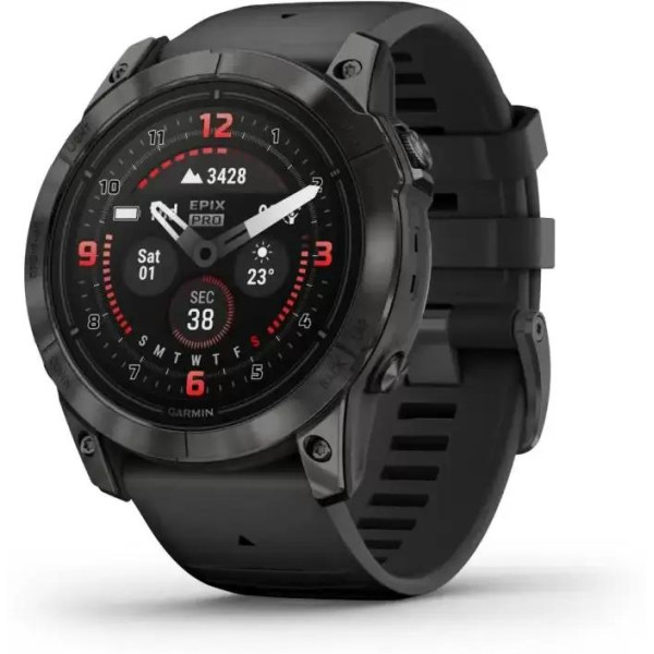 Умные часы Garmin Epix Pro Gen 2 Sapphire 47 мм (карбоново-серый титан/черный, с кожаным и силиконовым ремешками)