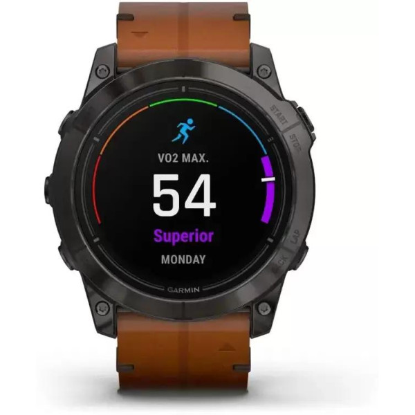 Умные часы Garmin Epix Pro Gen 2 Sapphire 51 мм (карбоново-серый титан/каштановый, с кожаным и силиконовым ремешками)