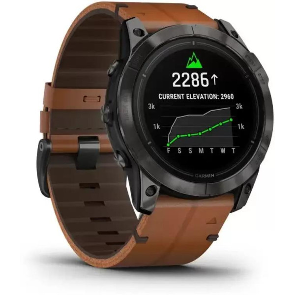 Умные часы Garmin Epix Pro Gen 2 Sapphire 51 мм (карбоново-серый титан/каштановый, с кожаным и силиконовым ремешками)