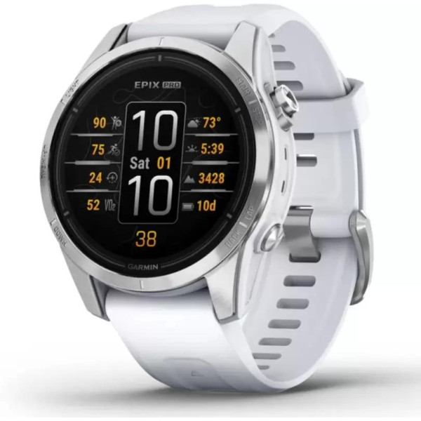 Умные часы Garmin Epix Pro Gen 2 Standard 42 мм (серебро/белый камень)