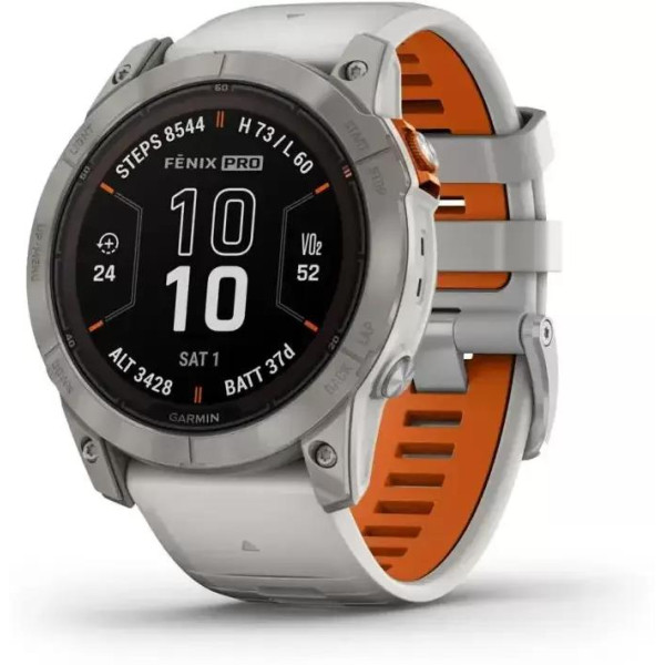 Умные часы Garmin Fenix 7 Pro Sapphire Solar (титан/оранжевый)