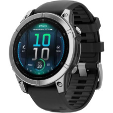 Умные часы Garmin Fenix 8 E 47мм (нержавеющая сталь, черный силиконовый ремешок)